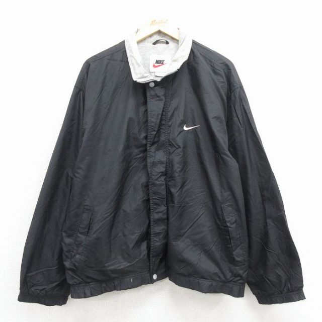 【20%OFF】XL★古着 ナイキ NIKE 長袖 ナイロン ジャケット メンズ 00年代 00s ワンポイントロゴ 黒 25nov25