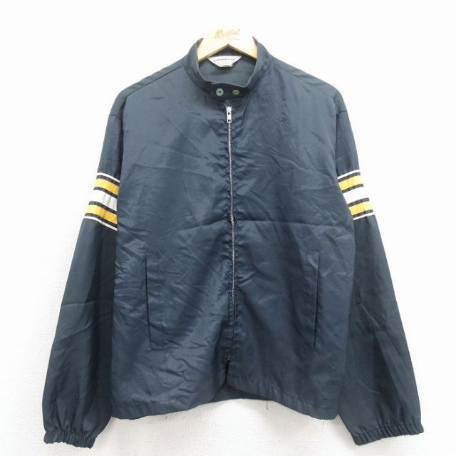 【20%OFF】M★古着 長袖 ナイロン ジャケット メンズ 80年代 80s GOOD YEAR USA製 紺 25nov25
