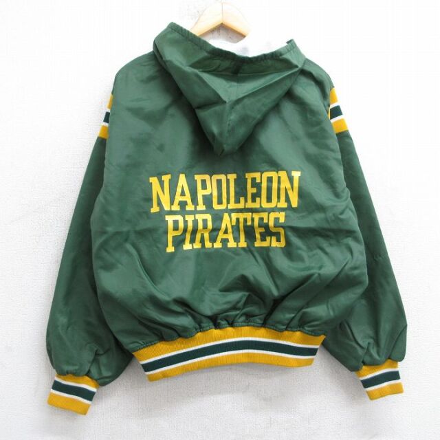 L★古着 長袖 ハーフジップ ナイロン ジャケット パーカー メンズ 80年代 80s NAPOLEON PIRATES 7 緑 25dec04