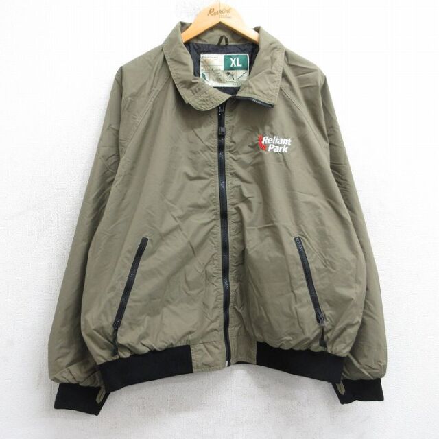 XL★古着 Wear Guard 長袖 ナイロン ジャケット メンズ 00年代 00s Reliant Park ラグラン ベージュ系【spe】 25dec04