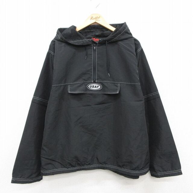 XL★古着 長袖 ハーフジップ ナイロン ジャケット アノテック パーカー メンズ 90年代 90s USAF 黒【spe】 25dec05