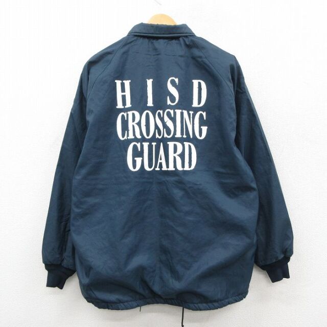XL★古着 Dunbrooke 長袖 ナイロン ジャケット メンズ 90年代 90s HISD CROSSING GUARD ラグラン USA製 紺 内側ボア 25dec05