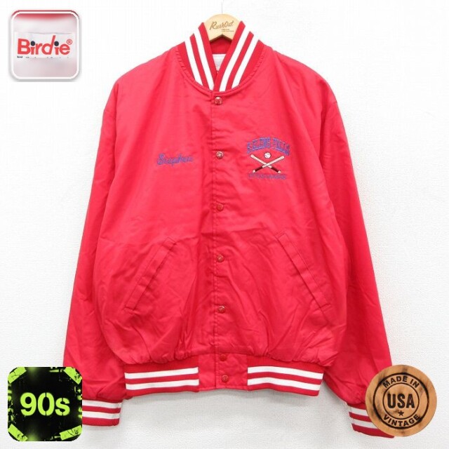 【50%OFF】90s ナイロンジャケット S.GLENS FALLSベースボール レッド XL | 古着