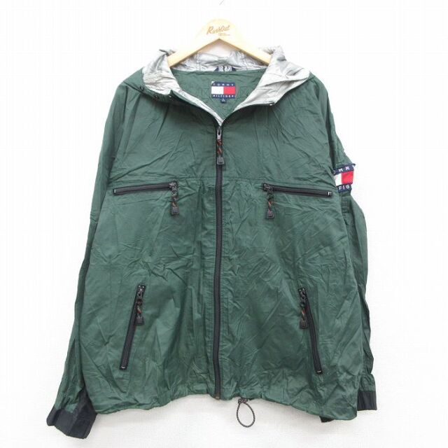 【50%OFF】トミーヒルフィガー 90s ナイロンジャケット ワンポイントロゴ グリーン XL | 古着