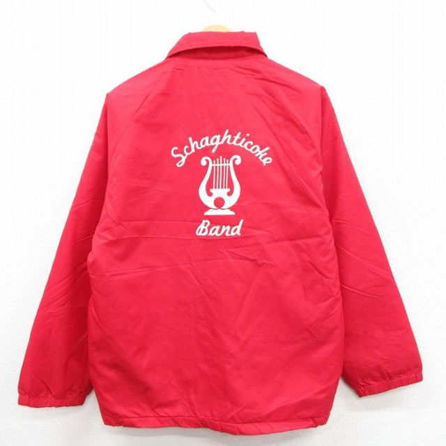 L★古着 長袖 ナイロン ジャケット メンズ 80年代 80s Schaghticoke Band ラグラン USA製 赤 内側ボア 25dec20