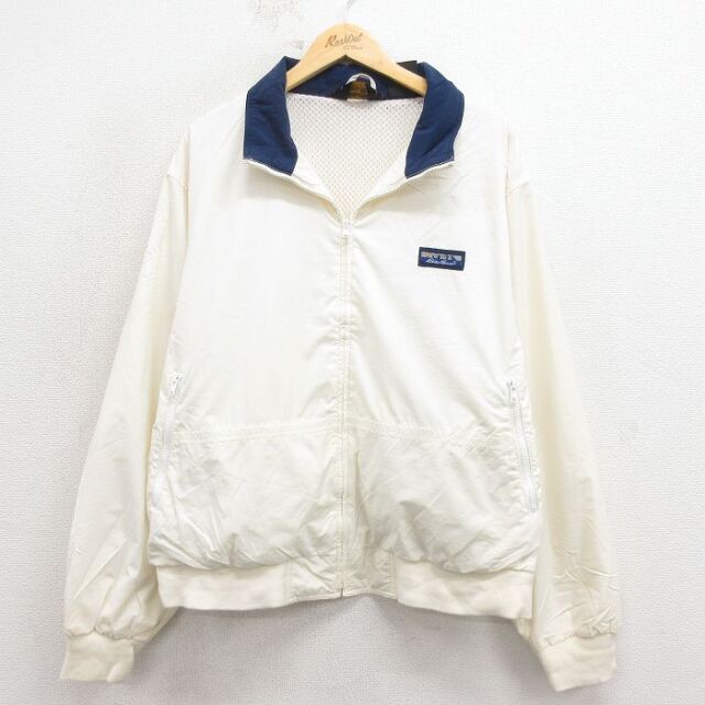XL★古着 エディーバウアー 長袖 ナイロン ジャケット メンズ 90年代 90s ワンポイントロゴ 白 25dec19