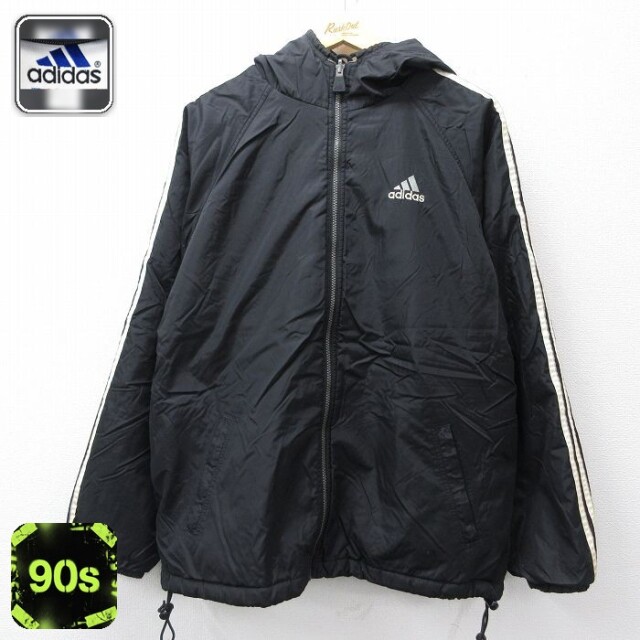 【50%OFF】アディダス 90s ナイロンジャケット ビッグロゴ ブラック L | 古着