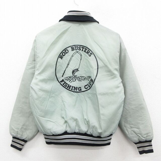 S★古着 長袖 ナイロン ジャケット メンズ 80年代 80s FISHING USA製 グレー系他 内側キルティング 26jan06