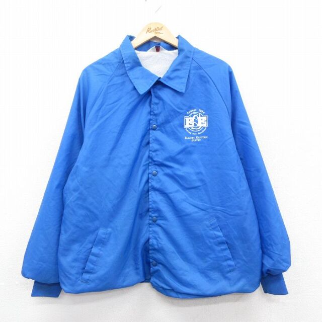 L★古着 長袖 ナイロン ジャケット メンズ 90年代 90s ESE ラグラン USA製 青 26jan06