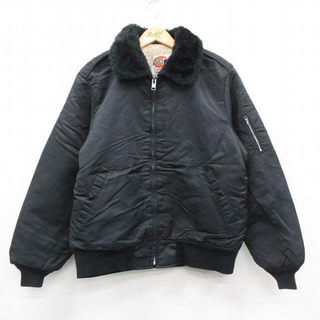 L★古着 ディッキーズ 長袖 ナイロン ジャケット パーカー メンズ 90年代 90s USA製 黒 内側ボア【spe】 26jan13