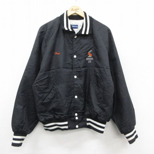 XL★古着 ホロウェイ 長袖 ナイロン ジャケット メンズ 90年代 90s simon ラグラン USA製 黒他 内側キルティング 26jan13