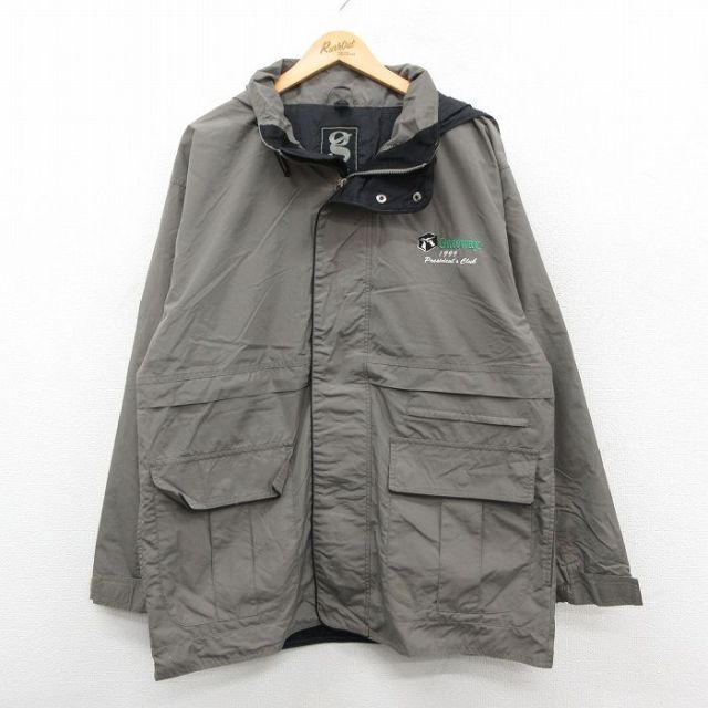 【20%OFF】L★古着 長袖 ナイロン ジャケット パーカー メンズ 90年代 90s Gateway リップストップ 緑系 26jan13