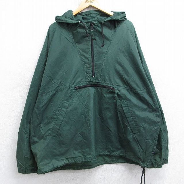 XL★古着 ギャップ GAP 長袖 ハーフジップ ナイロン ジャケット パーカー メンズ 00年代 00s ラグラン 緑 26jan19