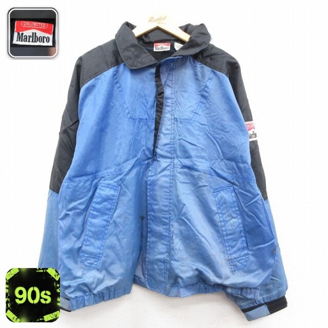 マルボロ 90s ナイロンジャケット 内側メッシュ ネイビー XL | 古着