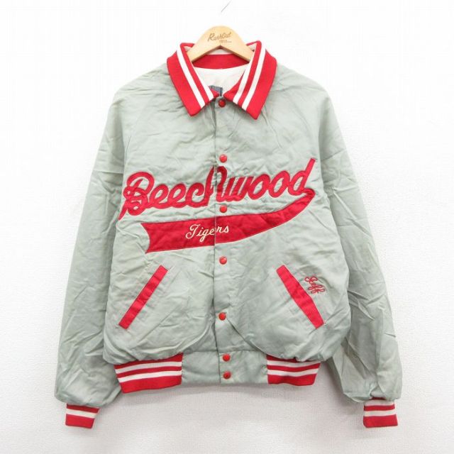 L★古着 マジェスティック 長袖 ナイロン ジャケット メンズ 90年代 90s Beechwood ラグラン グレー系他 内側キルティング 26jan20
