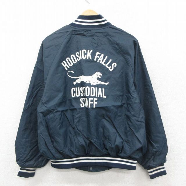 L★古着 長袖 ナイロン ジャケット メンズ 90年代 90s HOOSICK スタッフ ラグラン USA製 紺他 26jan26