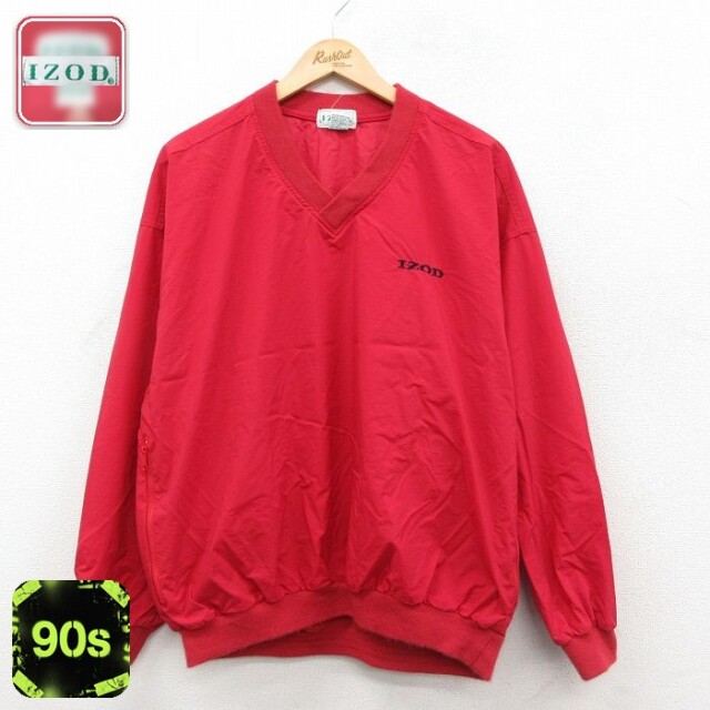 IZOD 90s ナイロンジャケット ワンポイントロゴ レッド L | 古着