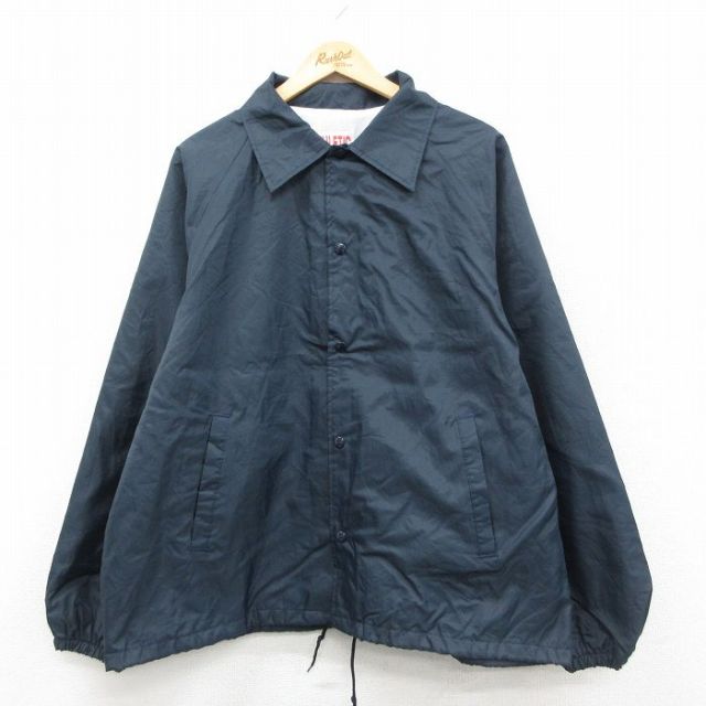 XL★古着 長袖 ナイロン ジャケット メンズ 90年代 90s ラグラン USA製 濃紺 26jan28