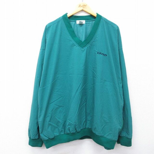 【20%OFF】IZOD 90s ナイロンジャケット ワンポイントロゴ ティールブルー XL | 古着