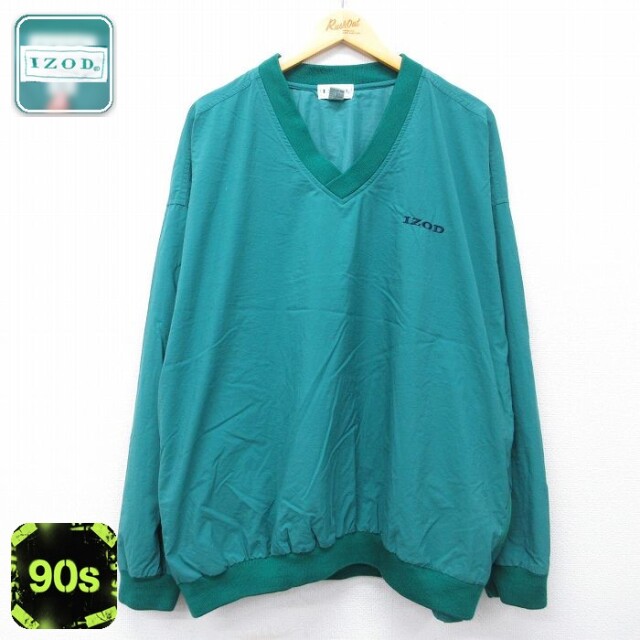 IZOD 90s ナイロンジャケット ワンポイントロゴ ティールブルー XL | 古着