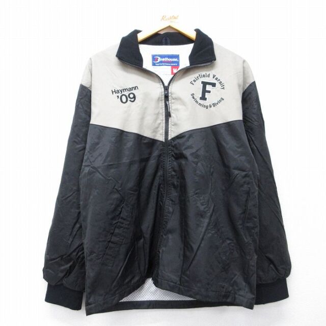 L★古着 長袖 ナイロン ジャケット メンズ 00年代 00s スイミング USA製 黒他 内側メッシュ 26feb12