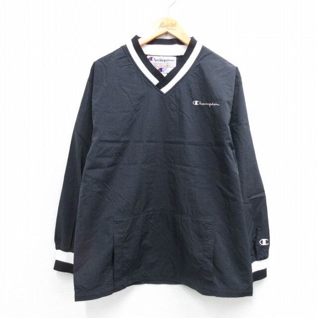 【20%OFF】チャンピオン 00s ナイロンジャケット ワンポイントロゴ ブラック M | 古着