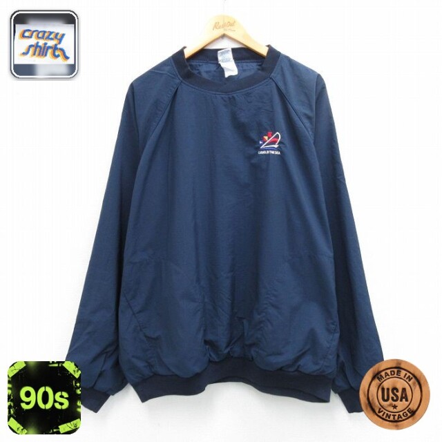 90s ラグランナイロンジャケット CARMELBY THE SEA ネイビー XL | 古着