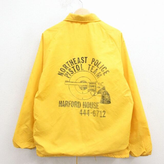 L★古着 キングルイ 長袖 ナイロン ジャケット メンズ 80年代 80s ピストル ラグラン USA製 黄 26feb21