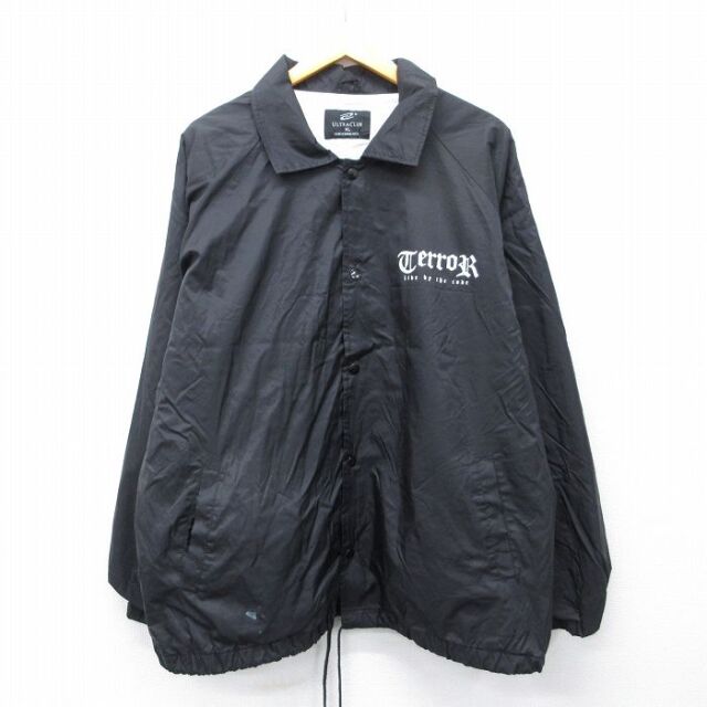 古着通販 XL☆古着 長袖 ロック バンド ナイロン ジャケット メンズ