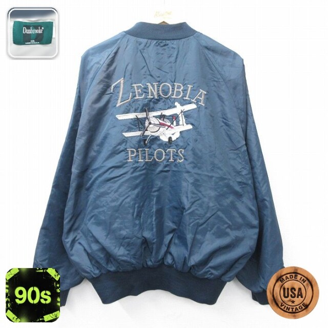 【50%OFF】Dunbrooke 90s ラグランジャケット ZENOBIA飛行機刺繍 ネイビー XL | 古着