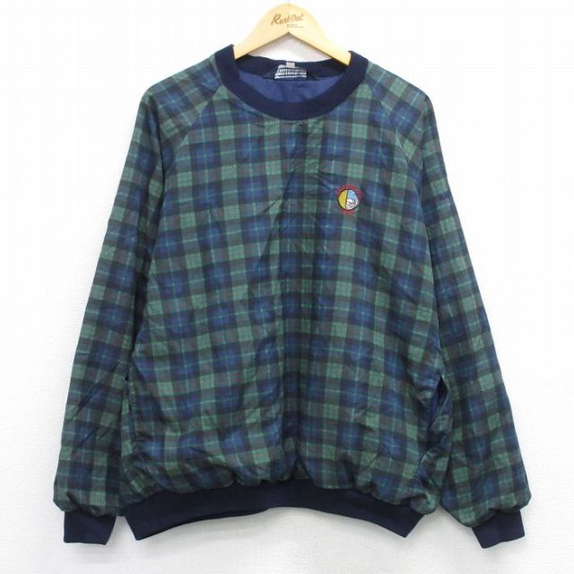 【20%OFF】HALF MOON BAY 長袖ナイロンジャケット チェック ネイビー XL | 古着