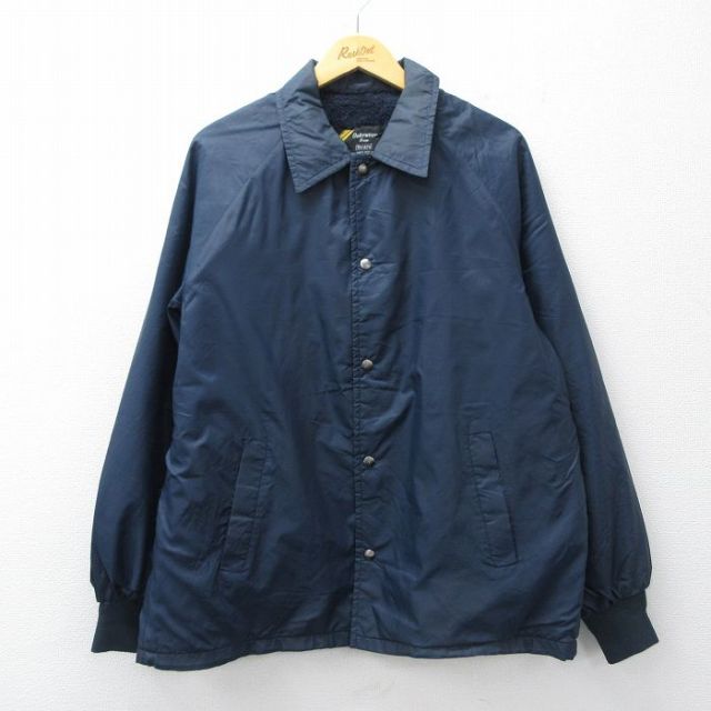 XL★古着 シアーズ 長袖 ナイロン ジャケット メンズ 80年代 80s ラグラン 紺 内側ファー 26mar12