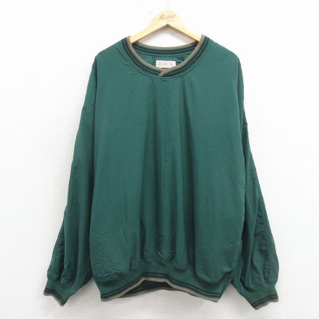 XL★古着 JOS A BANK 長袖 ナイロン ジャケット メンズ 90年代 90s 無地 大きいサイズ 緑 26mar12
