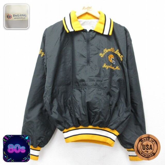 【20%OFF】デロング 80s ハーフジップナイロンジャケット guillemette ブラック メンズL相当 | 古着