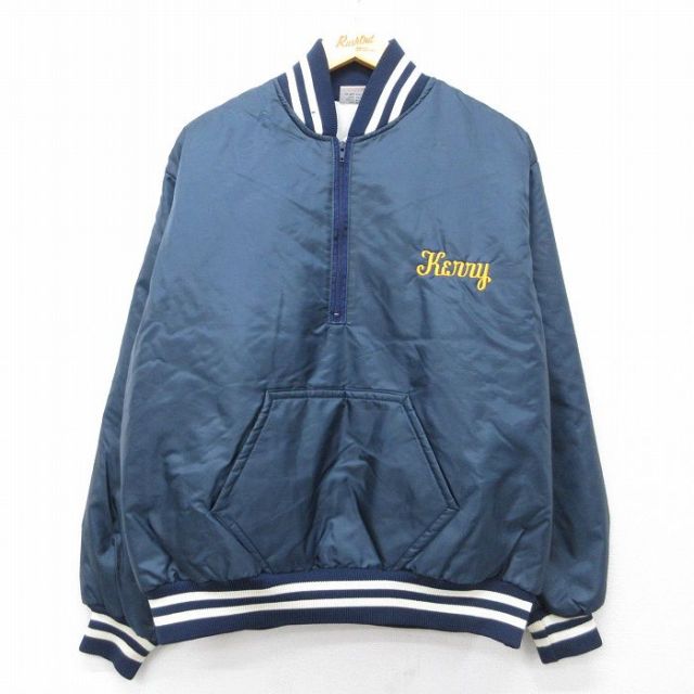 MERRIMACK 90s ハーフジップナイロンジャケット サッカー ネイビー メンズL相当 | 古着