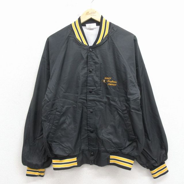 80s ラグランナイロンジャケット QUINCY ブラック メンズM相当 | 古着
