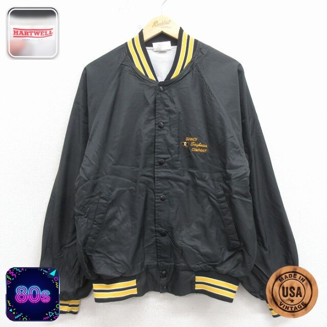 【20%OFF】80s ラグランナイロンジャケット QUINCY ブラック メンズM相当 | 古着