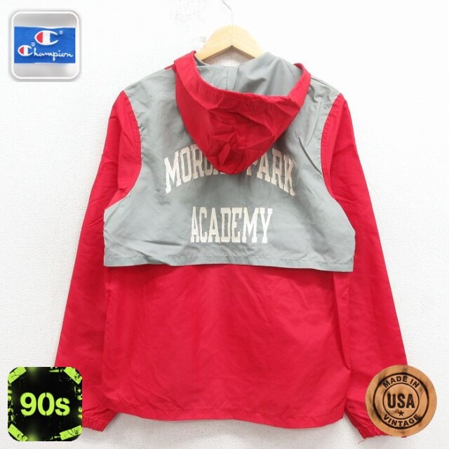 【20%OFF】チャンピオン 90s ハーフジップナイロンジャケット アカデミー レッド メンズS相当 | 古着