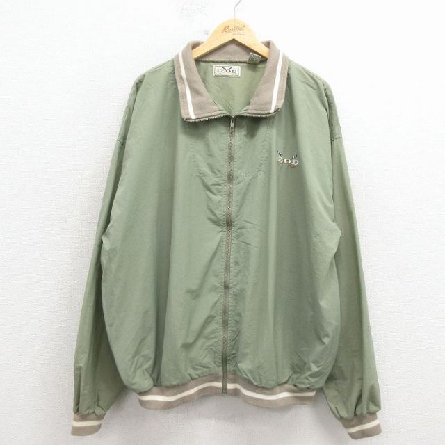 XL★古着 IZOD 長袖 ナイロン ジャケット メンズ 90年代 90s ワンポイントロゴ 緑 26apr03