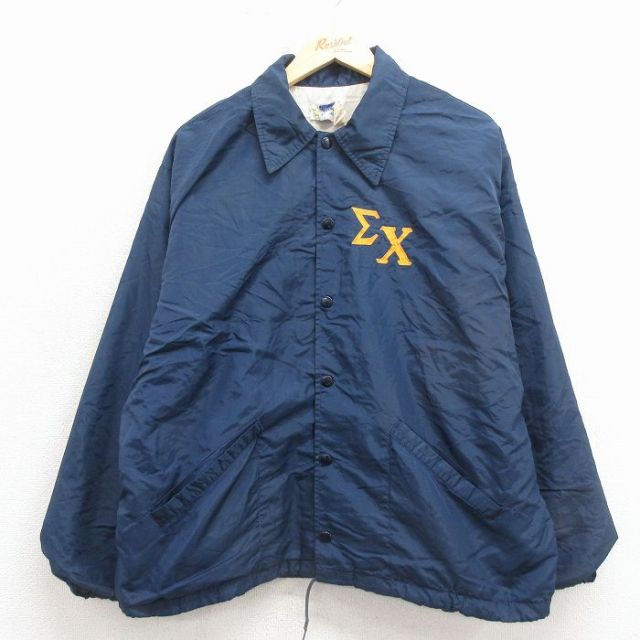 スイングスター 70s ナイロンジャケット ギリシャ文字 ネイビー メンズXL相当 | 古着