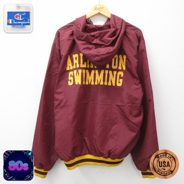 【20%OFF】チャンピオン 80s ナイロンジャケット ARLINGTON バーガンディ メンズL相当 | 古着