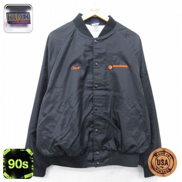 【20%OFF】ヒルトン 90s ラグランナイロンジャケット BLACK&DECKER ブラック メンズXL相当 | 古着