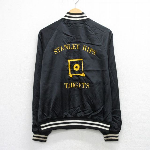 90s ラグランナイロンジャケット STANLEY HIPS TARGETSプリント ブラック L | 古着
