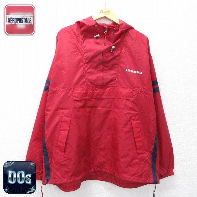 【20%OFF】エアロポステール 00s ハーフジップナイロンジャケット ワンポイントロゴ レッド メンズXL相当 | 古着