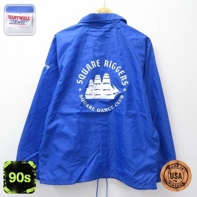 【20%OFF】SQUARE RIGGERS 90s ラグランナイロンジャケット ブルー メンズM相当 | 古着