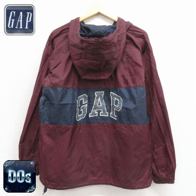 【20%OFF】ギャップ 00s ハーフジップナイロンジャケット ビッグロゴ バーガンディ メンズM相当 | 古着