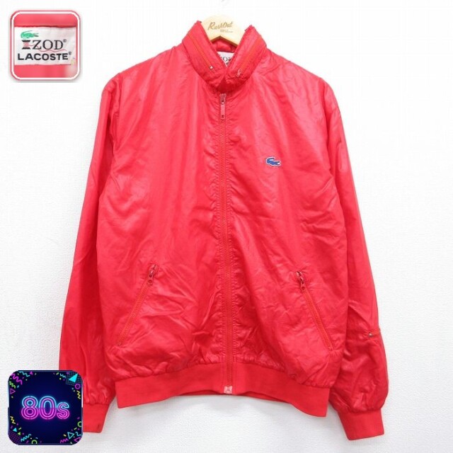 【20%OFF】ラコステ 80s ナイロンジャケット ワンポイントロゴ レッド メンズM相当 | 古着