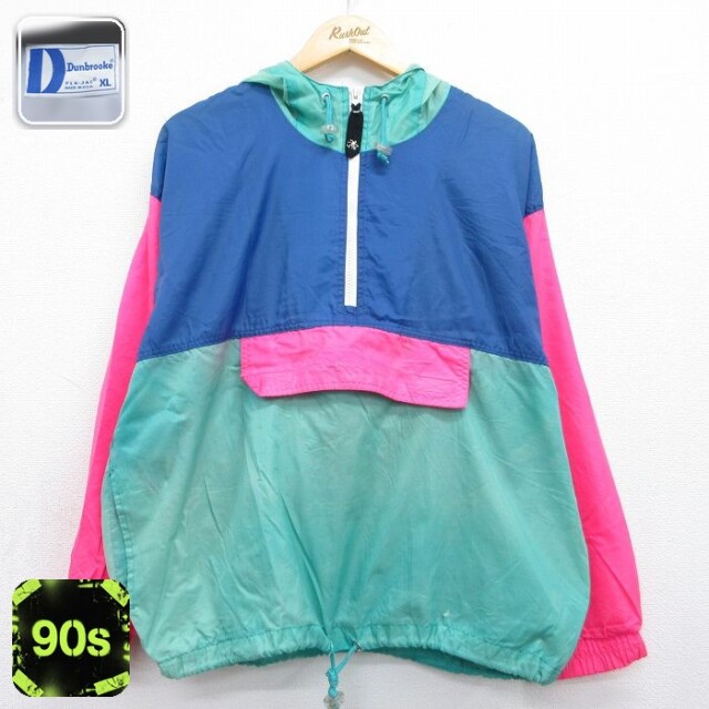 【20%OFF】オーシャンパシフィック 90s ハーフジップナイロンジャケット マルチカラーフェード グリーン メンズL相当 | 古着