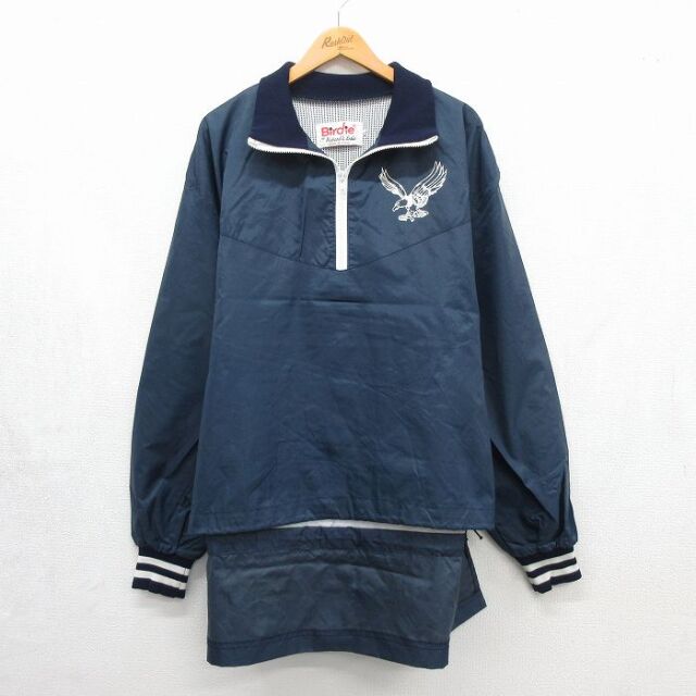 古着通販 XL☆古着 長袖 ハーフジップ ナイロン ジャケット メンズ 90