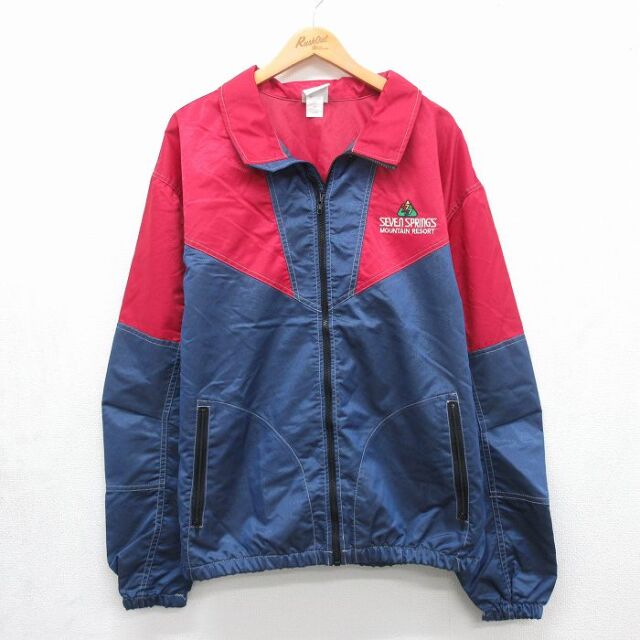 ナイロンジャケット 90s ツートンカラー ネイビー メンズXL相当 | 古着